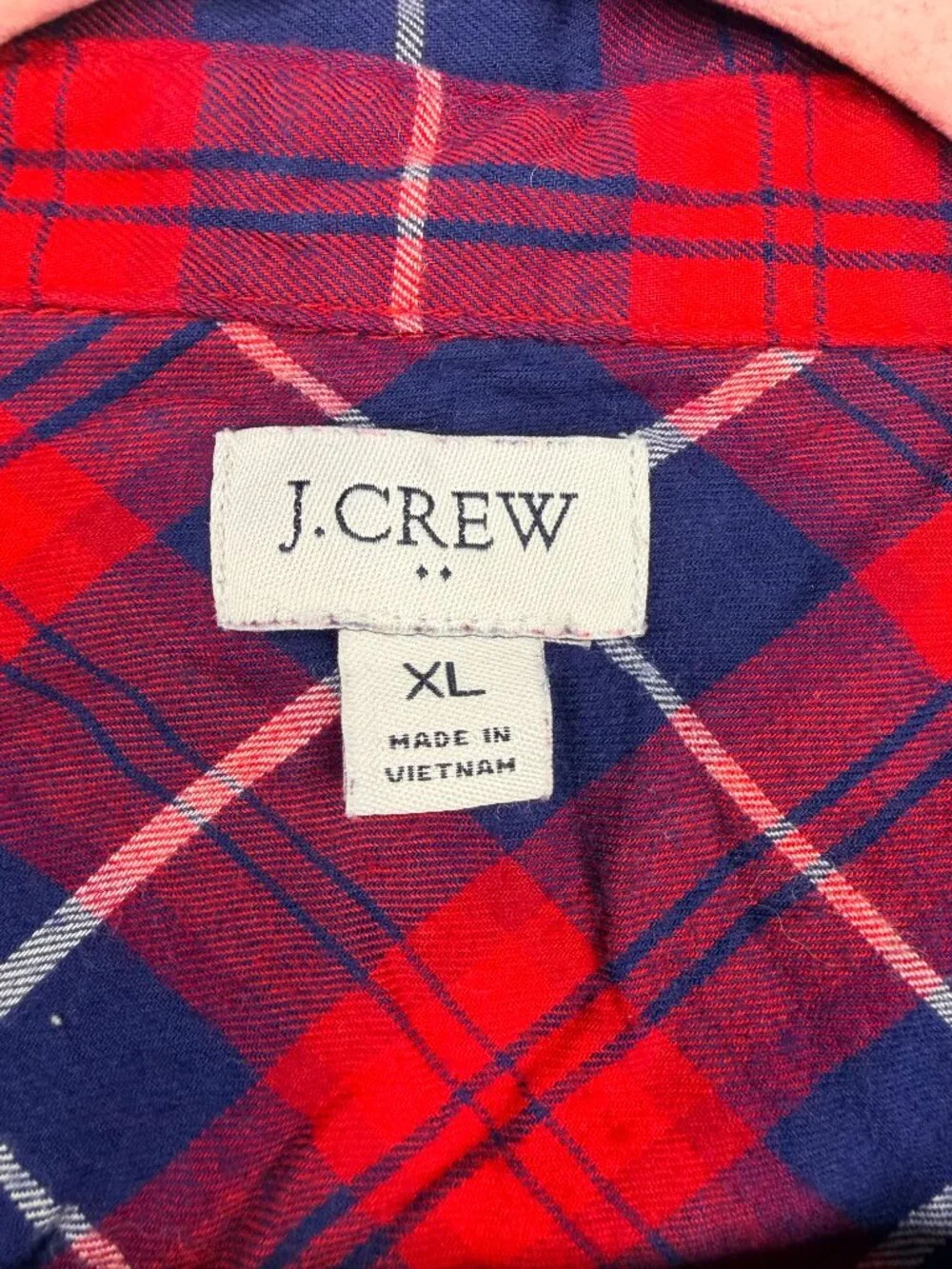 J. Crew Flannel Popover Tunic Cherry Antique Navy XL #A2852